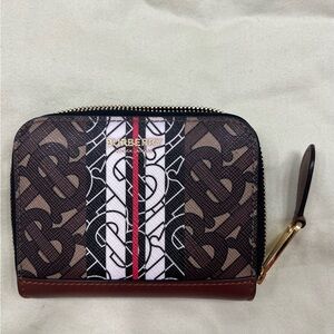 SOLD Excellent Brown TB Monogram Burberry Compact Wallet Zip Around